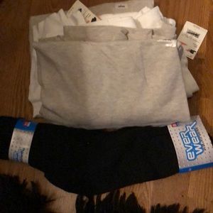 (3) L long sleeves T shirts and one pack of socks